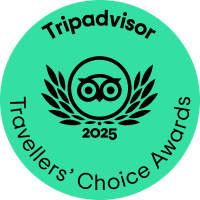 Logo verde di Tripadvisor, premi Travellers' Choice 2025, simbolo di eccellenza.